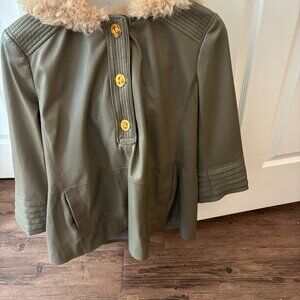 Tory Burch "Sylvia" leather jacket/pullover with hood